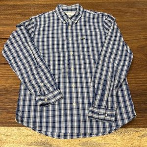 Lacoste Men’s check print medium slim fit shirt.